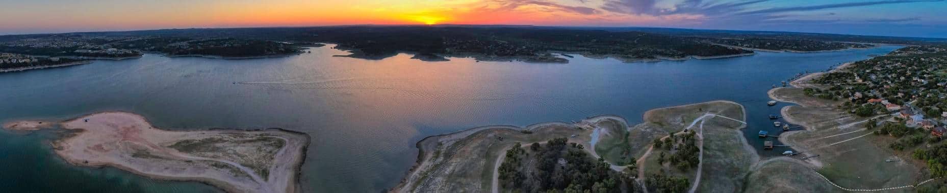 Sunset over Lake Travis from Point Venture, TX